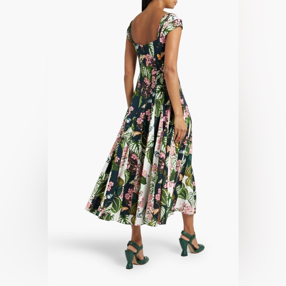 Oscar de la Renta Mixed Botanical Sleeveless Cady Inset Dress, 14 - Picture 7 of 15
